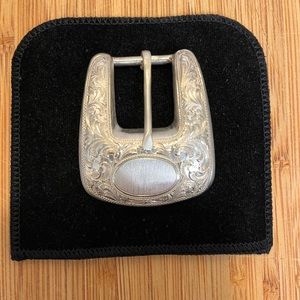 Signed A. (Alan) Hykes Sterling Silver 3/4” Ranger Buckle, Hand Engraved NWOT